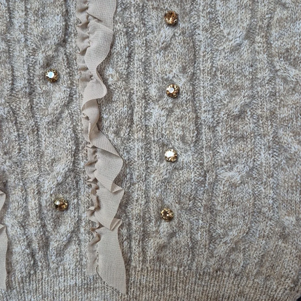 Anthropologie Maeve Short Sleeve Embellished Ruffle Cardigan SZ XL, New W Tags - Picture 5 of 13